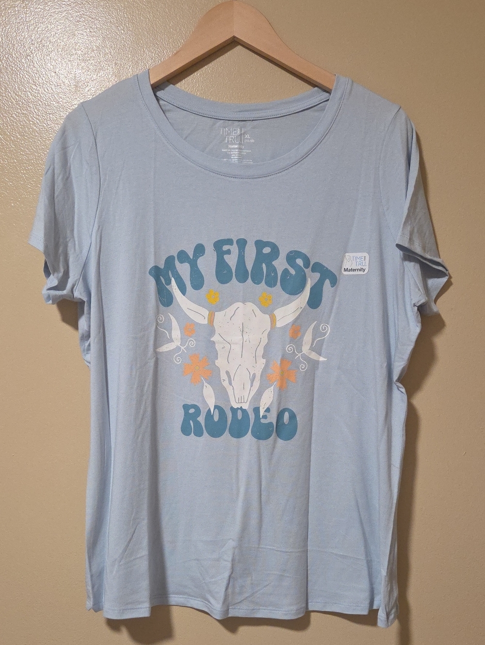 Light Blue 'My First Rodeo' Graphic Tee Maternity